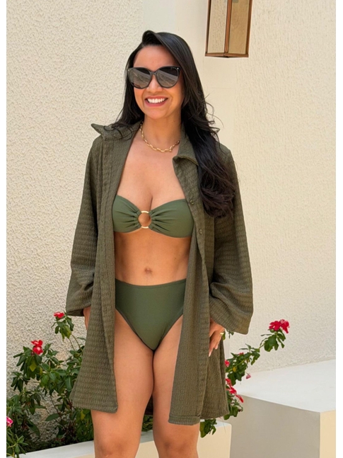 SAÍDA DE PRAIA CAMISA TEXTURIZADA VERDE MILITAR M42