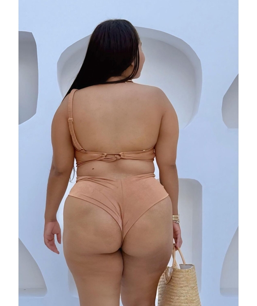 BIQUÍNI TOP NULA MANGA CALCINHA ALTA BRONZE