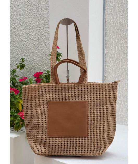 BOLSA DE PALHA GRANDE BEGE MALIBU