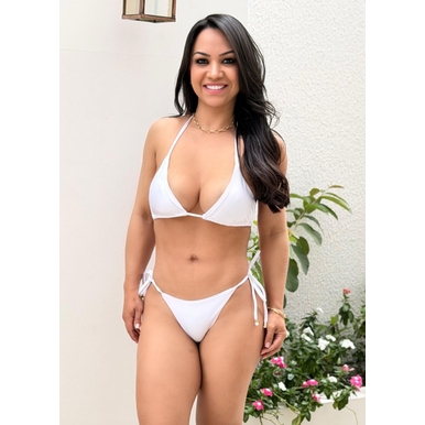 BIQUÍNI CORTININHA CALCINHA DE AMARRAR BRANCO F30