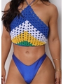 BIQUÍNI CROPPED CROCHÊ CALCINHA ASA DELTA AZUL BIC COLEÇÃO BRASIL RAIZ - 3