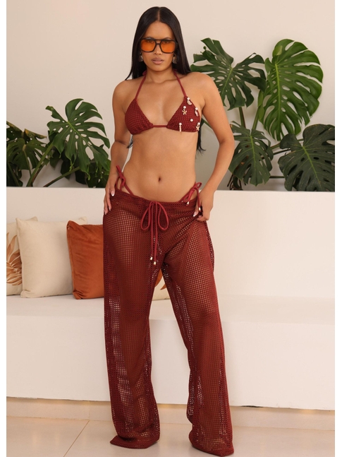 SAÍDA DE PRAIA CALÇA CROCHÊ BORDÔ COLEÇÃO CLAREIA