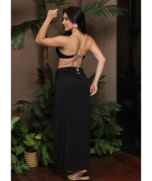 SAÍDA DE PRAIA SAIA CRISTAL NA SEDINHA PRETA CARN896