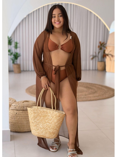 SAÍDA DE PRAIA LONGA NO TULE MARROM