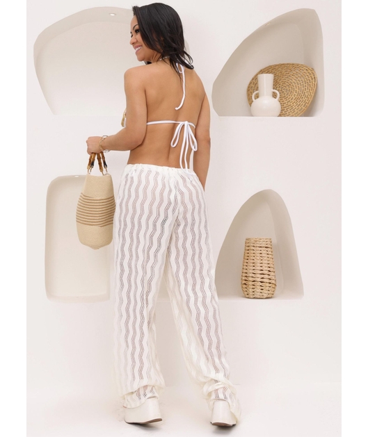 SAÍDA DE PRAIA CALÇA OFF WHITE COLEÇAO MAREIA
