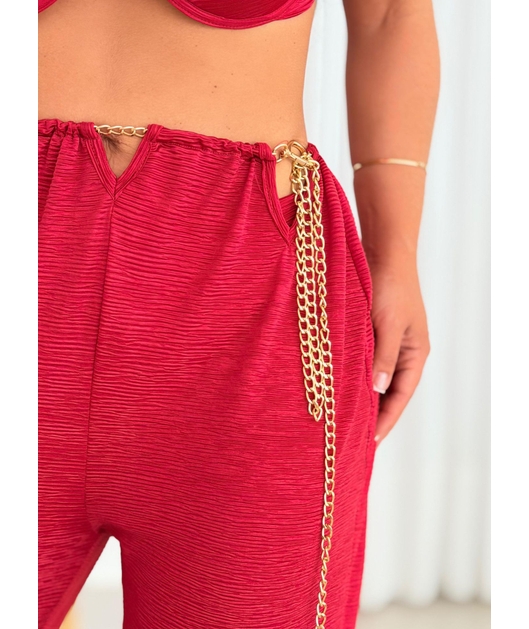 SAÍDA DE PRAIA CALÇA COS CORRENTE VERMELHA COLEÇÃO SOLARE