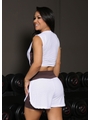 CONJUNTO FITNESS CROPPED COM SHORT DUPLO BRANCO COM MARROM COLEÇÃO FEBELA MOVE - 2