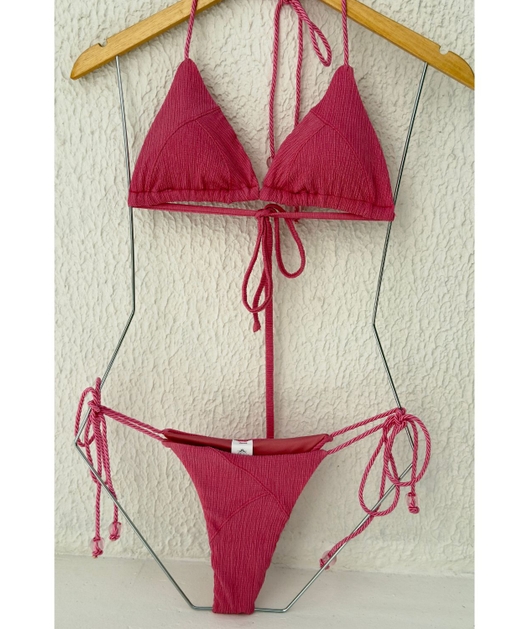 BIQUÍNI CORTININHA CORDÃO CALCINHA DE AMARRAR ROSA COLEÇÃO ÁCQUA