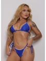 BIQUÍNI CORTININHA CROCHÊ CALCINHA AMARRAR AZUL BIC COLEÇÃO BRASIL RAIZ - 1