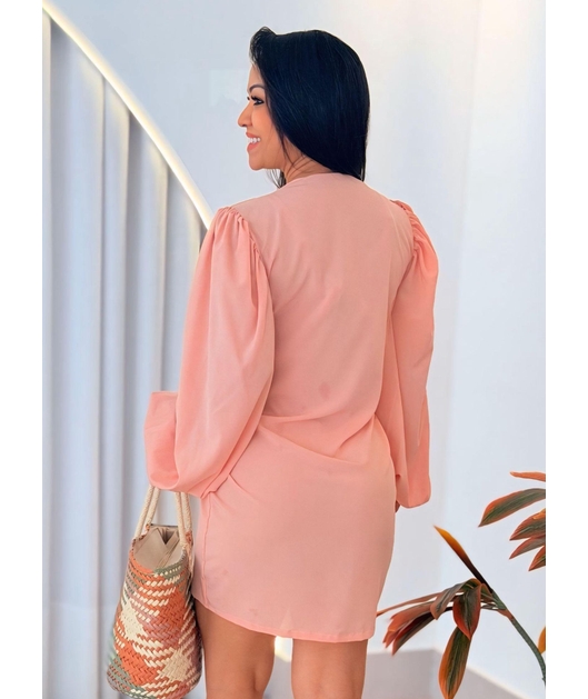 SAÍDA DE PRAIA MANGAS BUFANTES NA SEDINHA ROSA SECO CM02