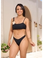 BIQUÍNI TOP FLOR CALCINHA ASA DELTA PRETO COLEÇÃO BEACH GLAM - 1