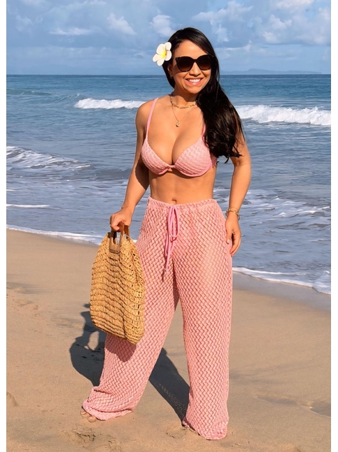 SAÍDA DE PRAIA CALÇA CROCHÊ ROSA COLEÇÃO BRISA II