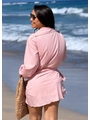 SAÍDA DE PRAIA CAMISA COM PÁREO NA SEDINHA ROSA COLEÇÃO BRISA II - 2