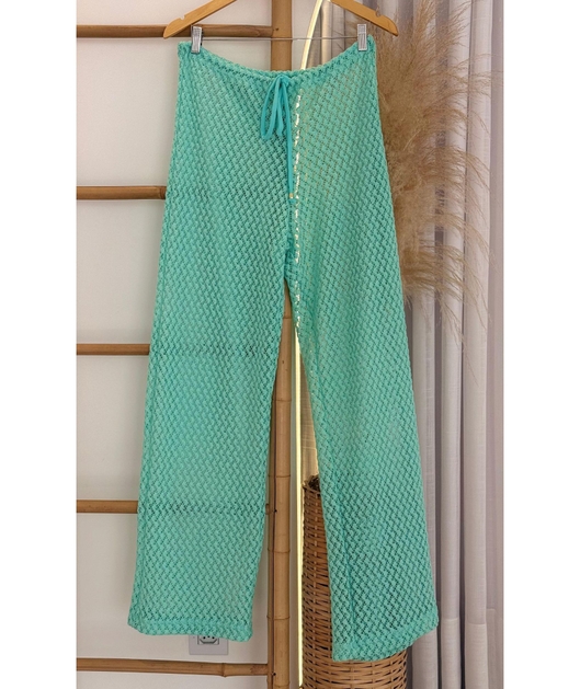 SAÍDA DE PRAIA CALÇA CROCHÊ VERDE ÁGUA COLEÇÃO BRISA II