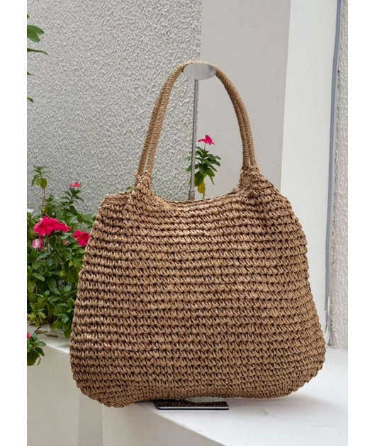 BOLSA DE PALHA BEGE TRANÇA MARINA