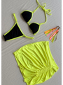 COMBO DE CARNAVAL BIQUÍNI CORTININHA PRETO E MINI SAIA VERDE NEON COLEÇÃO ESQUENTA FOLIA - 1
