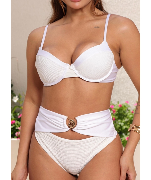 BIQUÍNI MEIA TAÇA CALCINHA ALTA BRANCO COLEÇÃO VERANEIO