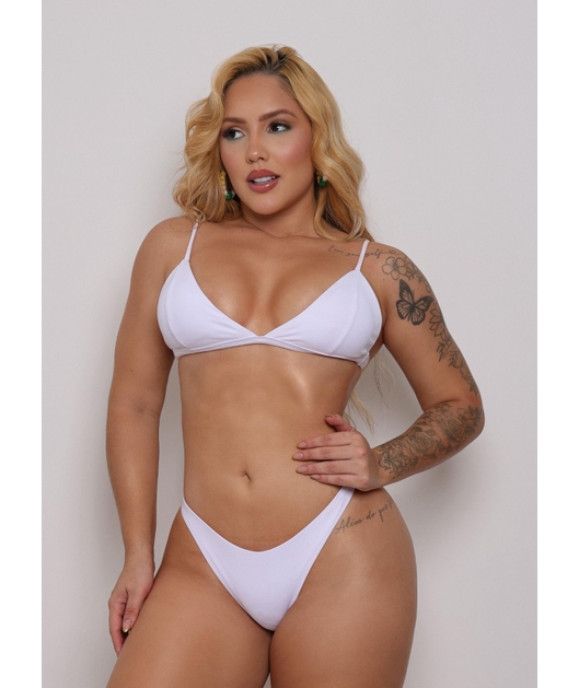 BIQUÍNI TRILOBAL REGULADOR CALCINHA EMPINA BUMBUM BRANCO COLEÇÃO BRASIL RAIZ