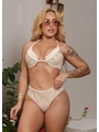BIQUÍNI MEIA TAÇA CONCHA CALCINHA ALTA NUDE COLEÇÃO ESSÊNCIA BORDADAS - 1