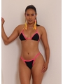 BIQUÍNI CORTININHA CALCINHA COM REGULADOR PRETO COM ROSA NEON COLEÇÃO ESQUENTA FOLIA - 1