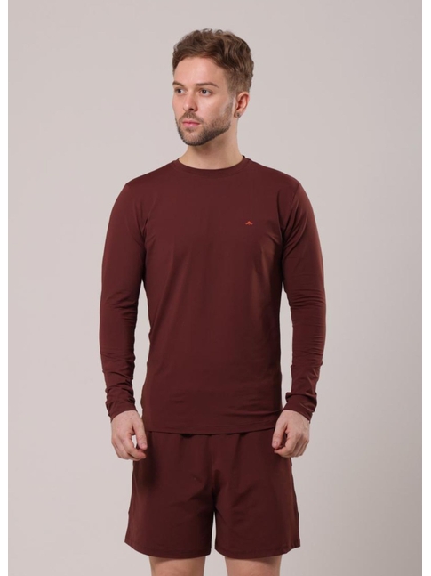 CONJUNTO MASCULINO DE PROTEÇÃO UV CAMISA COM SHORT MARROM