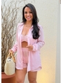 SAÍDA DE PRAIA CONJUNTO CAMISA E SHORT ROSA COLEÇÃO CANDY COLOR - 1