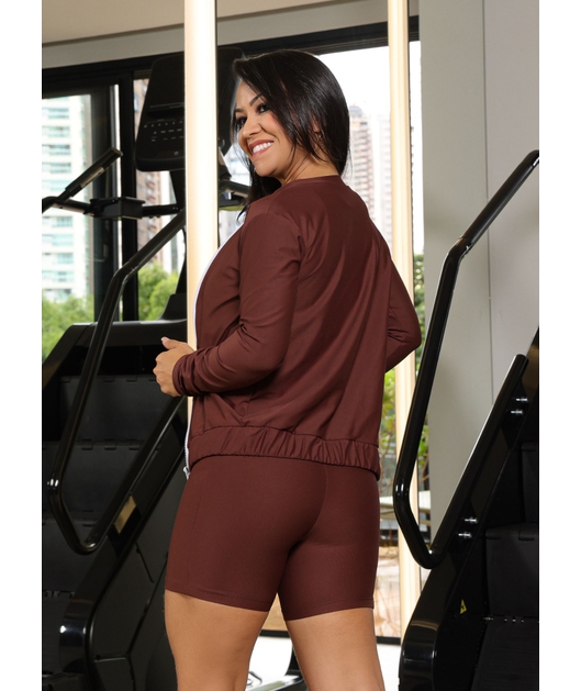 JAQUETA FITNESS MARROM COLEÇÃO FEBELA MOVE