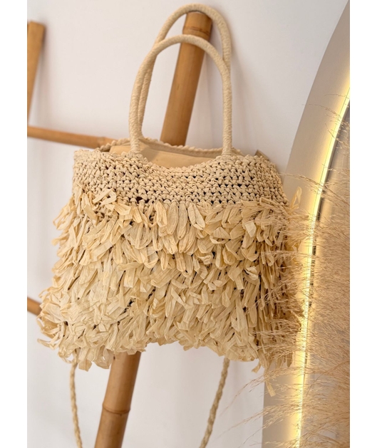 BOLSA DE PALHA OFF WHITE COM TEXTURA ORGANIC
