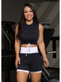 CONJUNTO FITNESS CROPPED COM SHORT DUPLO PRETO COM BRANCO COLEÇÃO FEBELA MOVE - 1