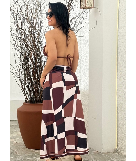 SAÍDA DE PRAIA PÁREO MARROM GEOMÉTRICA 1309