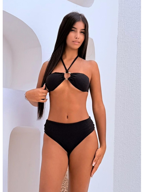 BIQUÍNI TOP ARGOLA CALCINHA TALA PRETO COLEÇÃO SARDENHA