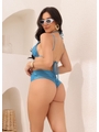 BIQUÍNI CORTININHA CALCINHA ALTA AZUL COLEÇÃO LUAL COMB M13 - 2