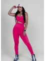 CONJUNTO FIT TRILOBAL TOP PLISSADO CALÇA COS ALTO ROSA - 1