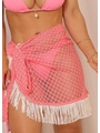 SAÍDA DE PRAIA PAREO CURTA COM FRANJA ROSA COLEÇÃO FOLIA - 2