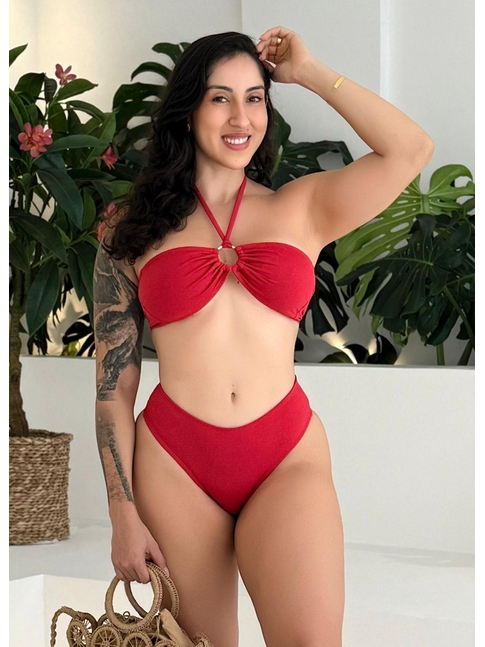 BIQUÍNI TOP ARGOLA CALCINHA TRADICIONAL VERMELHO COLEÇÃO CALIENTE