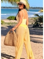 SAÍDA DE PRAIA CALÇA TULE EM LISTRA AMARELA COLEÇÃO DULCE CARIBE - 2