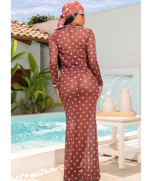 SAÍDA DE PRAIA LONGA NO TULE MARROM COLEÇÃO PÉTIT POÁ