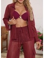 SAÍDA DE PRAIA CONJUNTO CAMISA COM CALÇA CARGO MARSALA  COLEÇÃO MULHER - 3