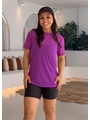 CAMISETA FITNESS NO TULE ROXO FÚSCIA COLEÇÃO FEBELA MOVE - 1