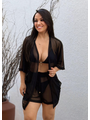 SAÍDA DE PRAIA KIMONO COM SHORT PRETO NO TULE - 1