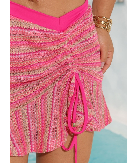 SAÍDA DE PRAIA MINI SAIA BABADO ROSA COLEÇÃO ÁGUA DE COCO