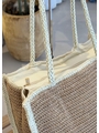 BOLSA DE PALHA GRANDE QUADRADA BEGE COM BORDA OFF WHITE - 2