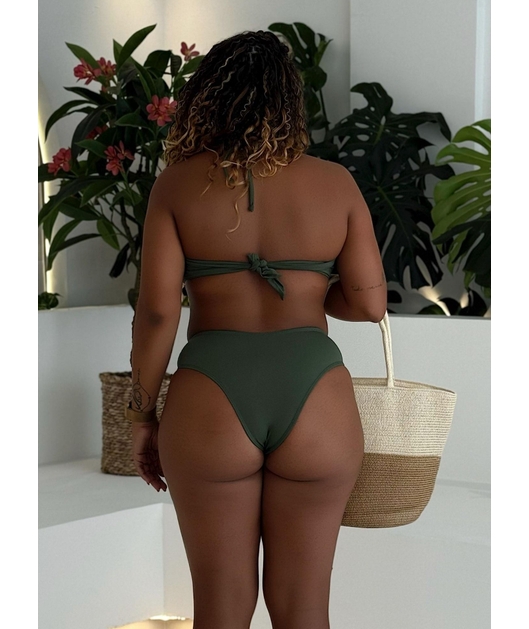 BIQUÍNI TOP ARGOLA CALCINHA TRADICIONAL VERDE MILITAR COLEÇÃO CALIENTE M402
