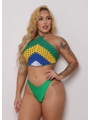 BIQUÍNI CROPPED CROCHÊ CALCINHA ASA DELTA VERDE BANDEIRA COLEÇÃO BRASIL RAIZ - 1