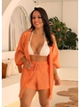 SAÍDA DE PRAIA CONJUNTO KIMONO COM SHORT NO CHIFFON LARANJA TGR5895 - 1