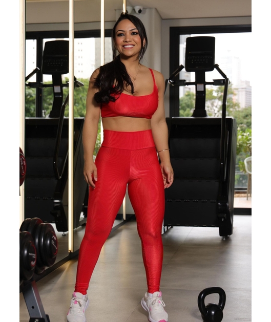 CONJUNTO FITNESS TOP COM CALÇA VERMELHO COLEÇÃO FEBELA MOVE