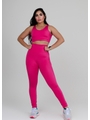 CONJUNTO FIT TRILOBAL TOP BASIC CALÇA COS ALTO FAIXA ROSA - 1