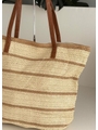 BOLSA DE PALHA GRANDE LISTRADA NUDE NM592 - 2