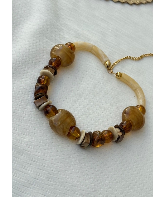 ACESSÓRIO DE PRAIA COLAR PEDRAS TONS TERROSOS