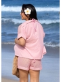 SAÍDA DE PRAIA CONJUNTO CAMISA E SHORT ROSA COLEÇÃO BRISA II - 2